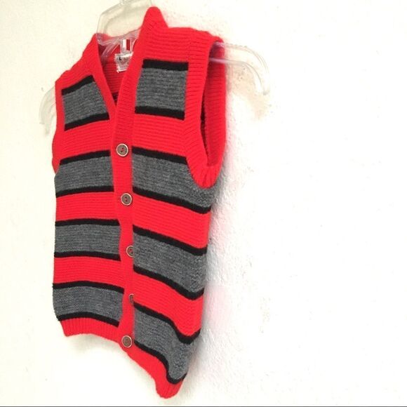 Vintage striped button up knit vest M/L* - Picture 4 of 6
